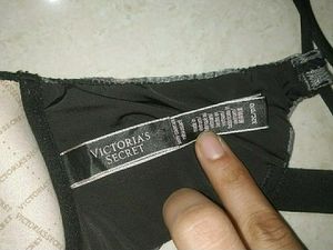 VS Black &amp; Gray Striped Bra