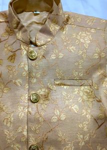 Elegant golden color kurta pajama jakat set for bo