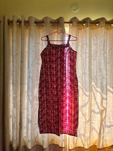 Red Floral Print Kurta