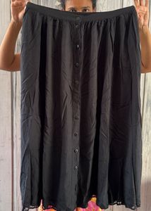 Black Skirt With Beads And Cut Out At Bottom