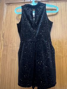 Black Sparkly Velvet Playsuit