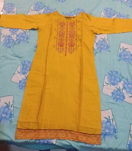 Embroidered Mustard Kurti