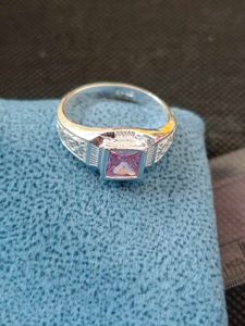 Pure silver ring in pink zircon.