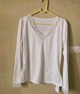 White Lace Border Top