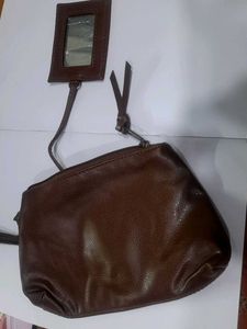 Vintage Brown Leather Cosmetic Bag