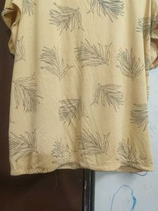 Yellow Leaf Print Top