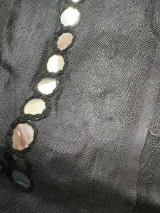 Elegant Black Dupatta with Mirror Work Borders