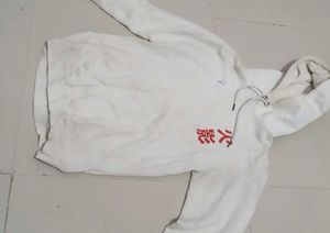 White Graphic Print Hoodie