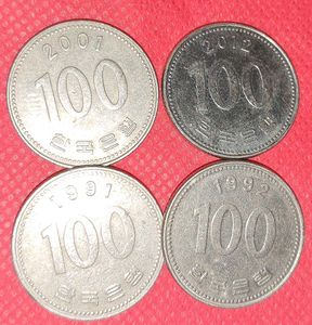 4 South Korean 100Won Coins