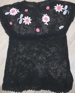 Black Floral Crochet Top