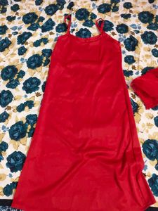 Red Sheer Sleeve Dress