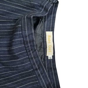 Pinstripe Mini Skirt with Lace Trim