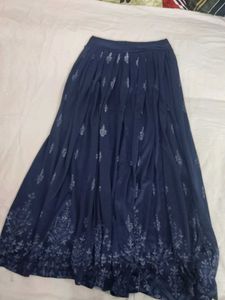 Navy Blue Floral Maxi Skirt