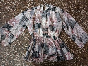 Patterned Long Sleeve Top