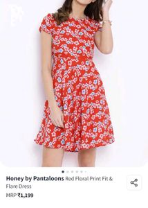 Honey By Pantaloons Red Floral Fit And Flare Dress