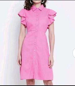 Madame Pink Ruffle Sleeve Dress
