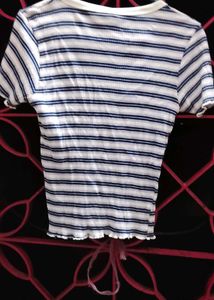 Striped Ruffle Trim Top