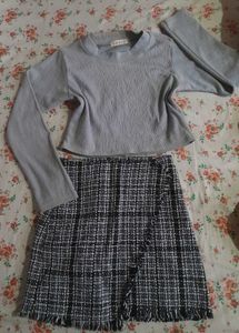Chic Tweed Mini Skirt Coord Set