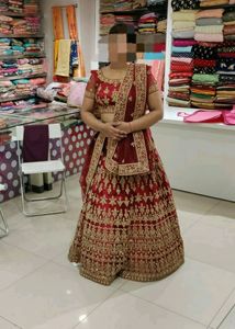 Designer Maroon Medium Sized Bridal Lehenga