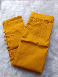 Mustard Yellow Cropped Pants-XXXL