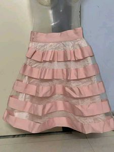branded Pink Layered Mini Skirt