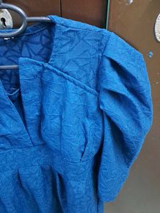 Chic Blue Puff Sleeve Dress