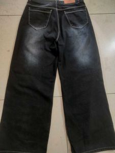 Wide Leg Black Denim Jeans