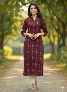 ✨Elegant Maroon Printed Kurta💞