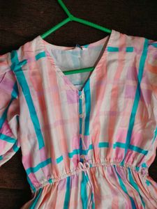 Pink Frock , Balloon Sleeve Fit &amp; Flare