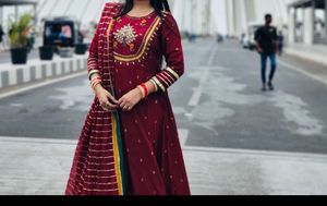 Elegant Red Embroidered Kurta Set