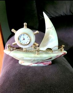 Beautiful Marble Ship Paperweight Home Decor