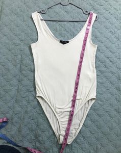 Stretchy White Sleeveless Bodysuit  Bust 32-36