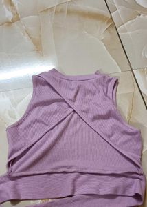 lilac tank top. tie up top