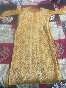 Yellow Chikankari Kurti