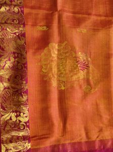 Traditional yellow and maroon Silk Saree