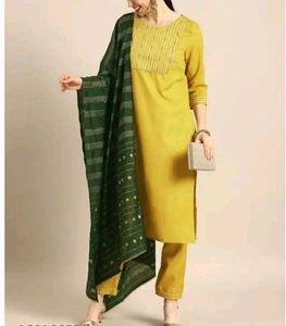 Lemon Yellow Kurta Set With Dupatta