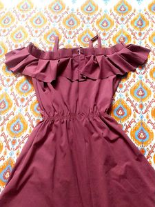 Burgundy Off-Shoulder Dress