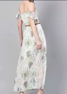 Floral Off-the-Shoulder Slit Maxi Dress