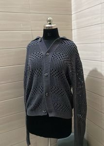 ZARA oversized Grey Knit Cardigan