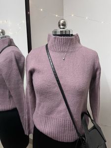 Purple High Neck Sweater