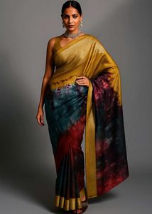 Elegant Mustard &amp; Navy Saree