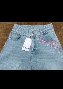 Floral Hand Embroidered Jeans
