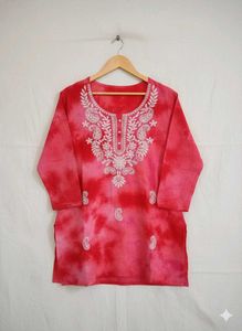 Red Embroidered Kurta