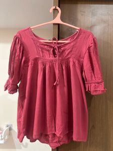 Pink Tie-Neck Top | Clearance sale price drop