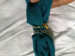Combo Of 2 White -Golden Rings And Chain