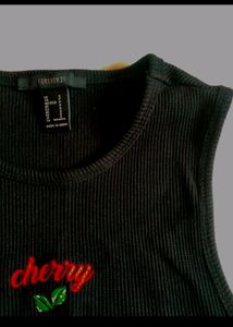 Forever 21 Black Bodycon Cherry Dress