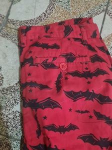Red Bat Print Shorts