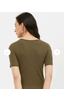 Olive Green Ribbed Top