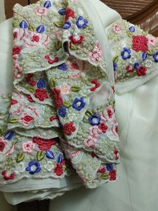 White Embroidery Saree