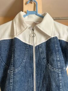 Zip Up Denim Corset Top